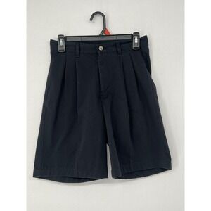 Cedar Fair Pleated Shorts Black Twill Uniform Casual Size 28 49033